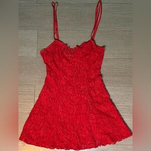 Vintage Lace lingerie dress red valentines sexy 90s chemise medium large